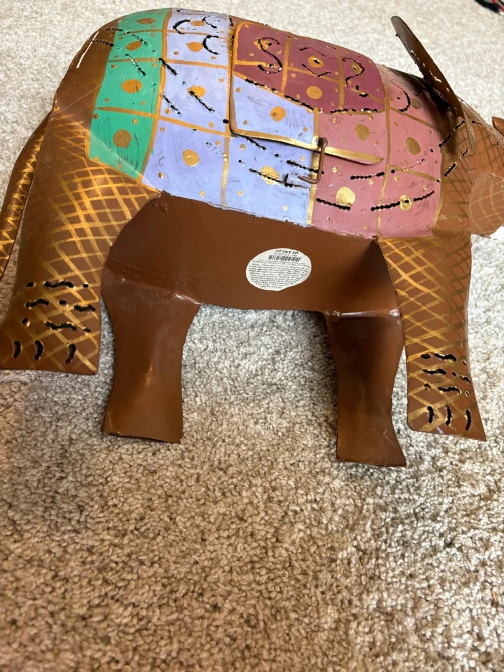 Pier 1 Imports India Metal Decorated Metal Elephant Tea Candle Holder Lantern